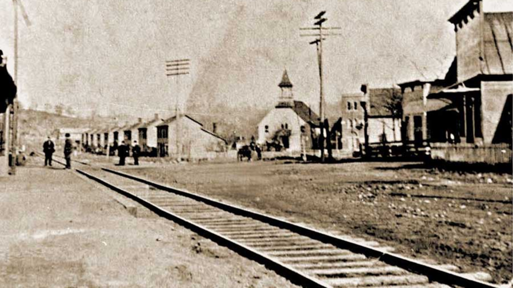 Hungarian Row in Buchtel,  Parish of St. Patrick is now St. Mary of the Hills. Where the railroad is pictured, is now modern-day State Route 78.