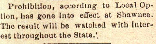 Shawnee Newspaper Prohibition Article